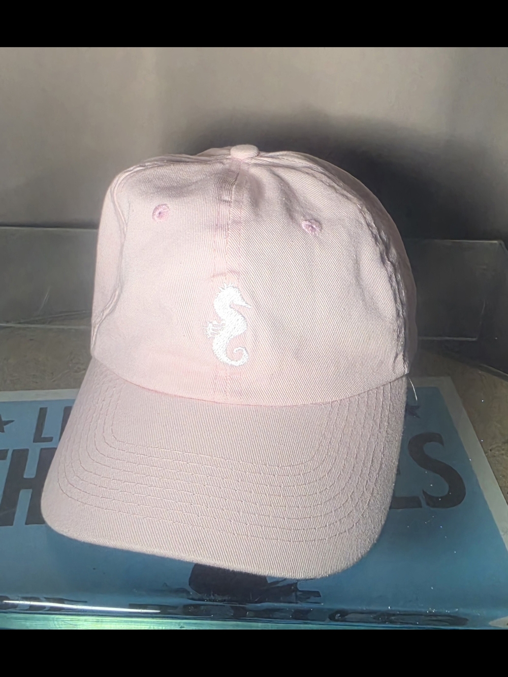 Sunny Co. Pink Seahorse Embroidered Baseball Cap With Adjustable Velcro Closure